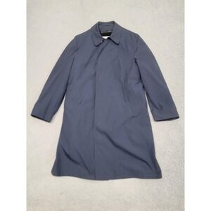 ClipperMist Coat Mens 44 Blue Rain Trench Zip Out Lining Overcoat